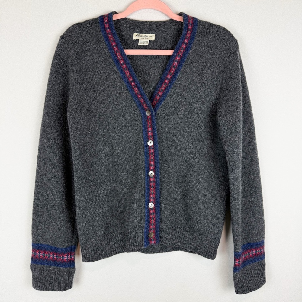(2) Bundle Vintage Eddie Bauer Wool Fair Isle Cardigan Sweater Size Medium - Picture 2 of 15
